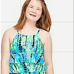 PLUS Justice Tie dye ruffled tankini